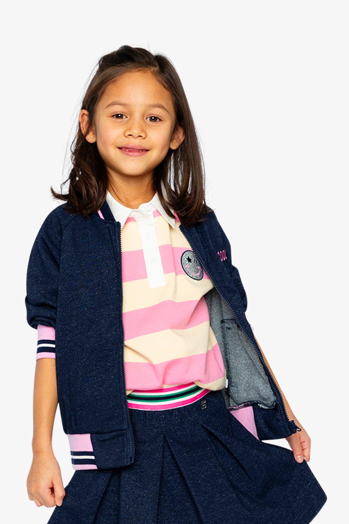 French Terry Jacket Navy Blue Denim-3