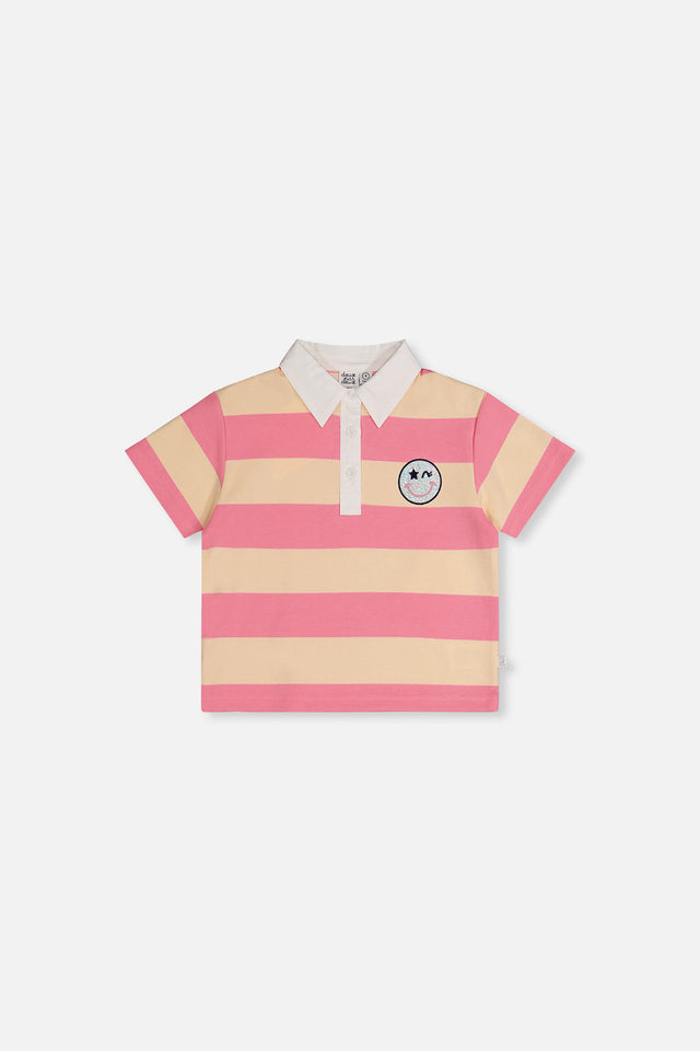 Polo Top Pink And Beige Stripes-0