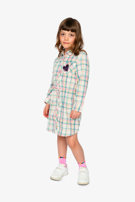 Shirt Dress With Belt Green And Pink Plaid-2