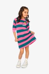 Engineer Stripe Dress Pink And Green Stripes-3