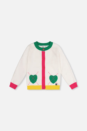 Knitted Cardigan Off-White, Green And Pink-0
