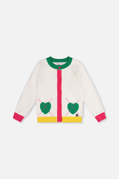 Knitted Cardigan Off-White, Green And Pink-0