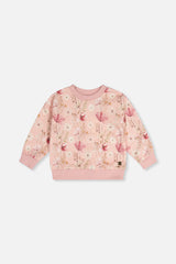 Sweatshirt Pink Printed Flowers-0