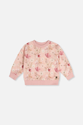 Sweatshirt Pink Printed Flowers-0