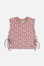 Jacquard Vest Pink Printed Flowers-0