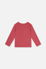 Deux par Deux girls' organic cotton jersey t-shirt in raspberry pink, back view