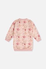 French Terry Dress Pink Printed Flowers-4
