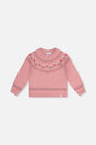Sweater With Flower Jacquard Pale Dusty Pink-0