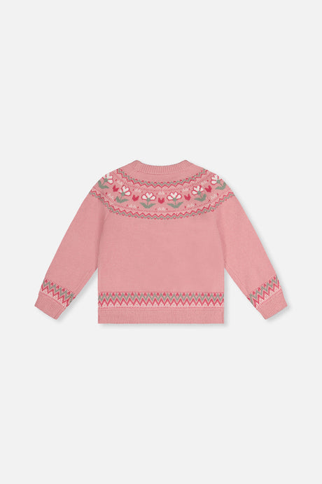 Deux par Deux Sweater With Flower Jacquard Pale Dusty Pink product image P2