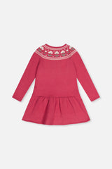 Knitted Dress With Flower Jacquard Raspberry Pink-4