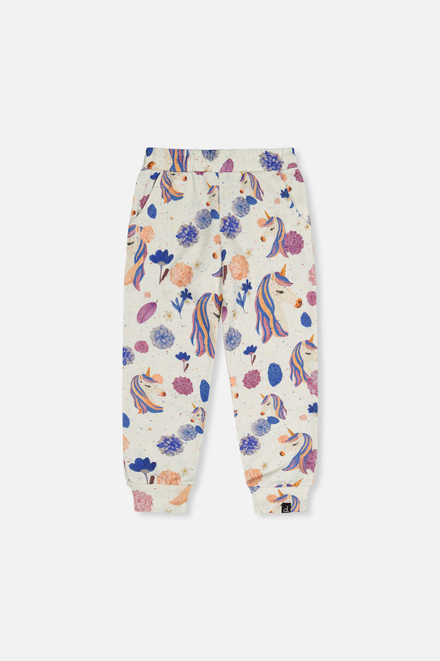 Sweatpants Beige Unicorn Print-0