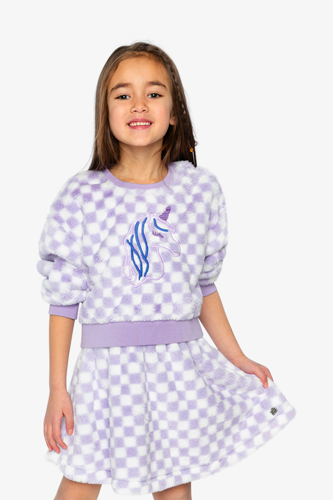 Faux Fur Top Lilac And White Tiles-2