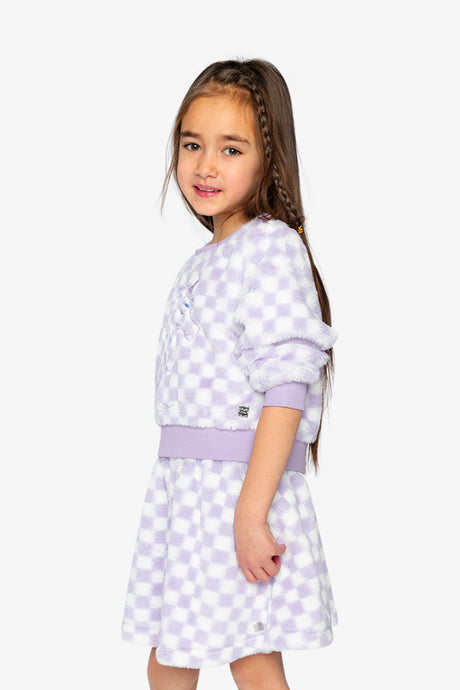 Faux Fur Top Lilac And White Tiles-3