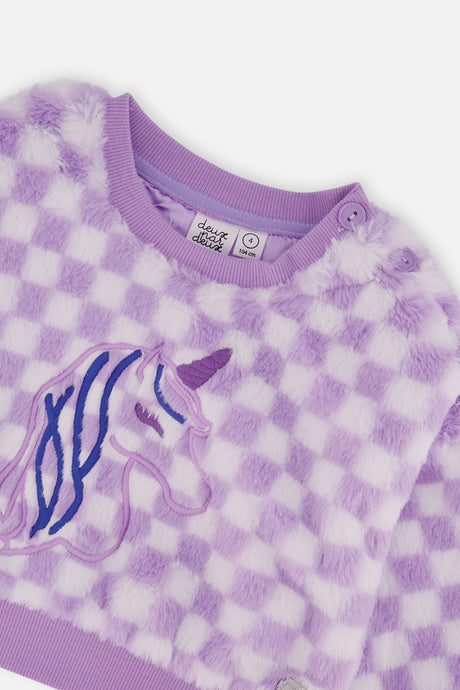Deux par Deux Faux Fur Top Lilac And White Tiles