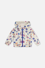 Hooded Zipped French Terry Cardigan Beige Unicorn Print-0