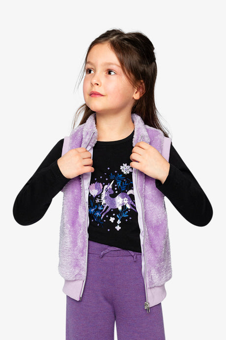 Faux Fur Sleeveless Vest Violet-3