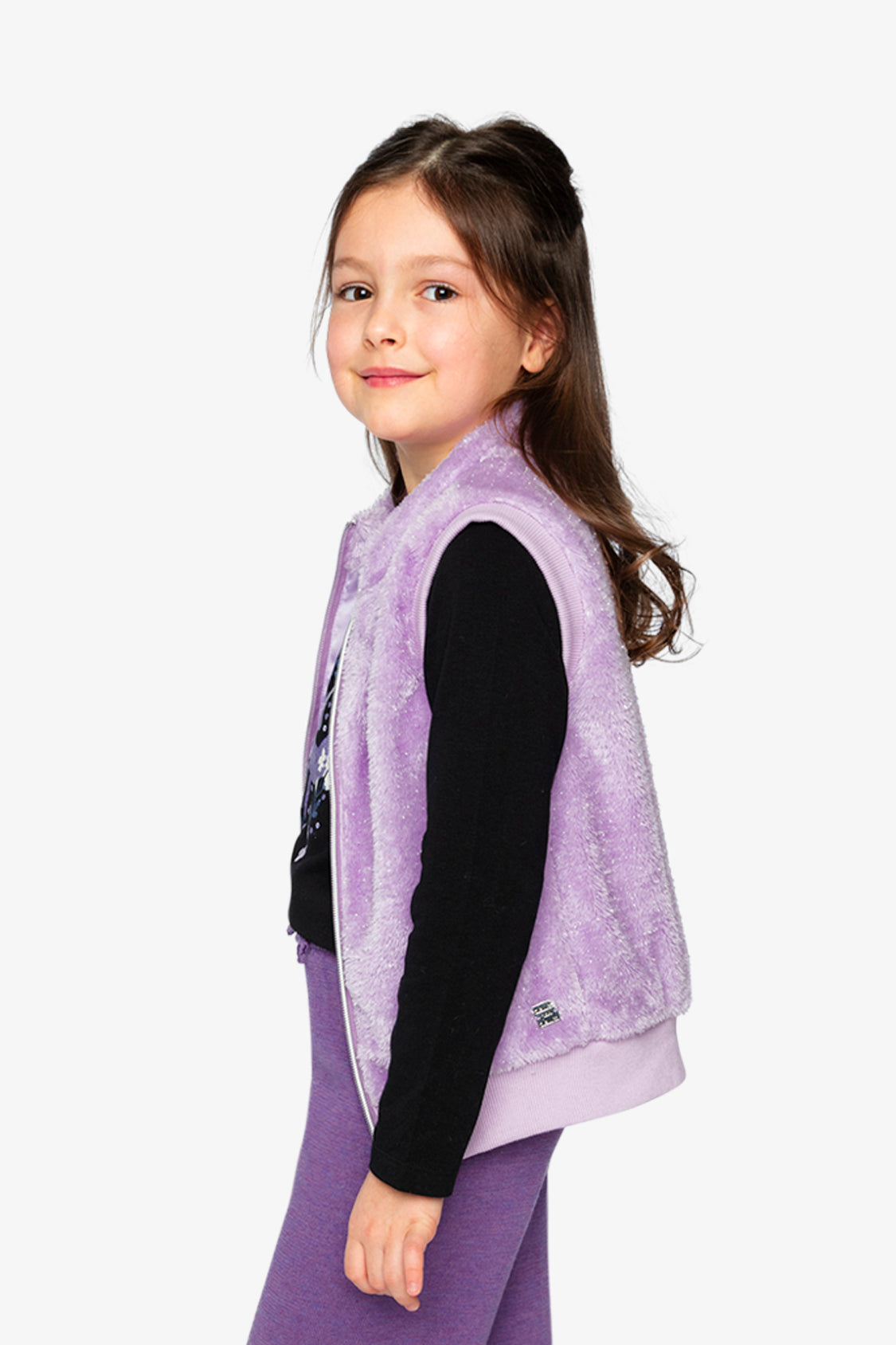 Faux Fur Sleeveless Vest Violet-4
