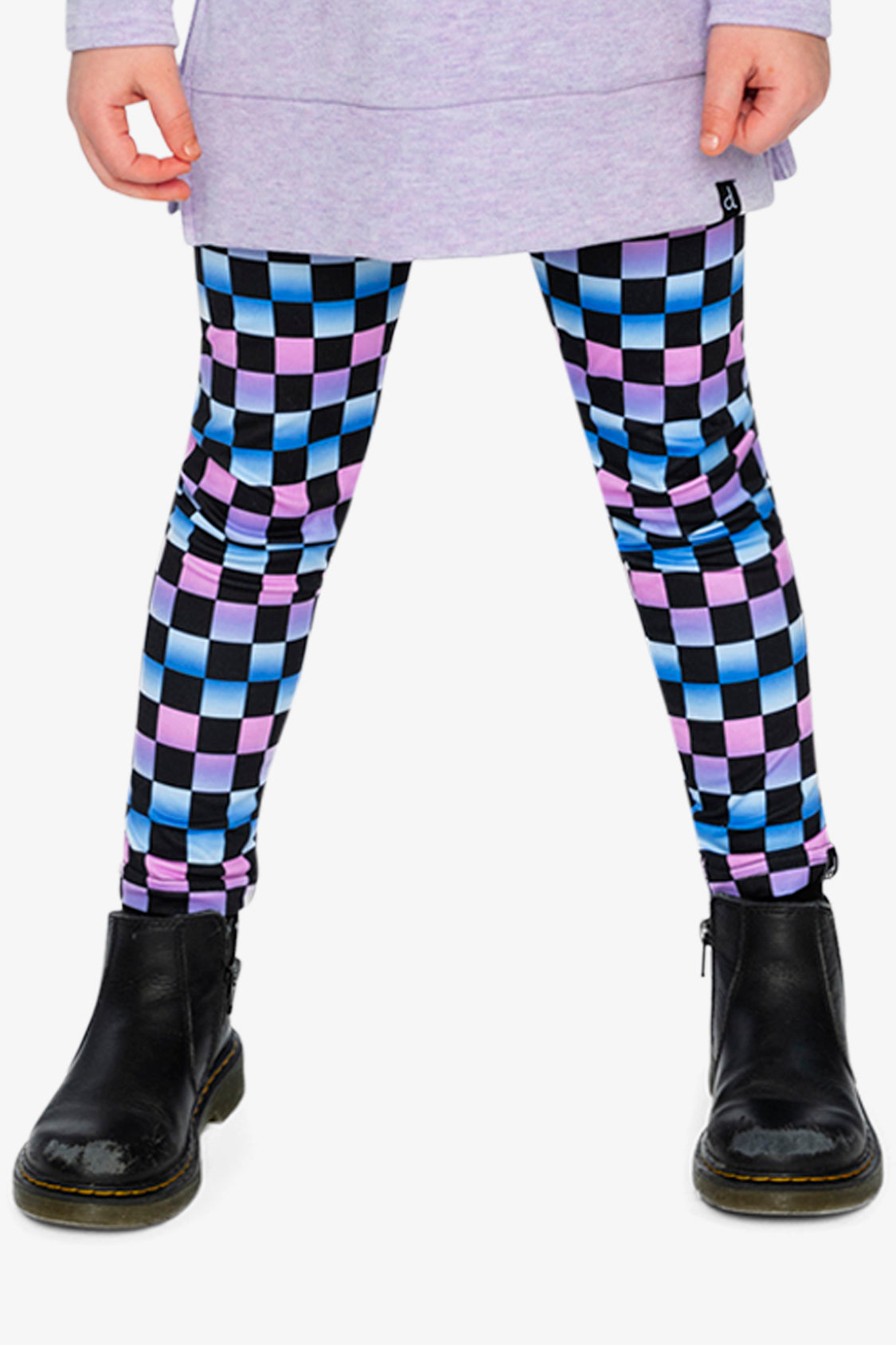 Leggings Black Checkered Print-2