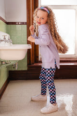 Leggings Black Checkered Print-1