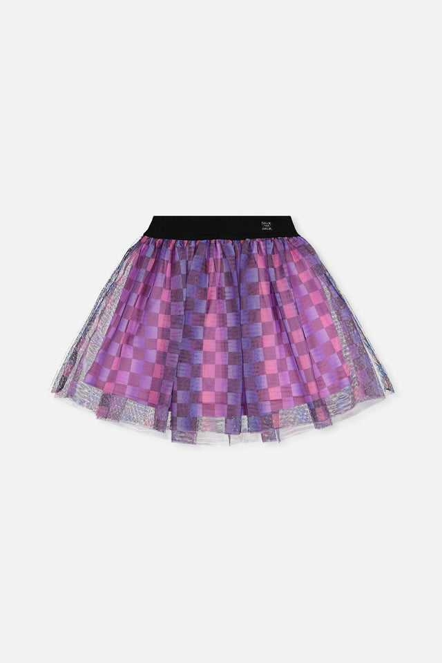 Skirt Black Checkered Print-0