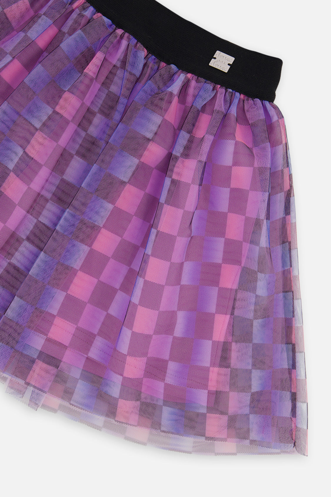 Deux par Deux Skirt Black Checkered Print