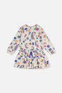 French Terry Dress Beige Unicorn Print-0