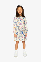 French Terry Dress Beige Unicorn Print-2