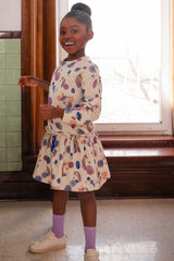 French Terry Dress Beige Unicorn Print-1