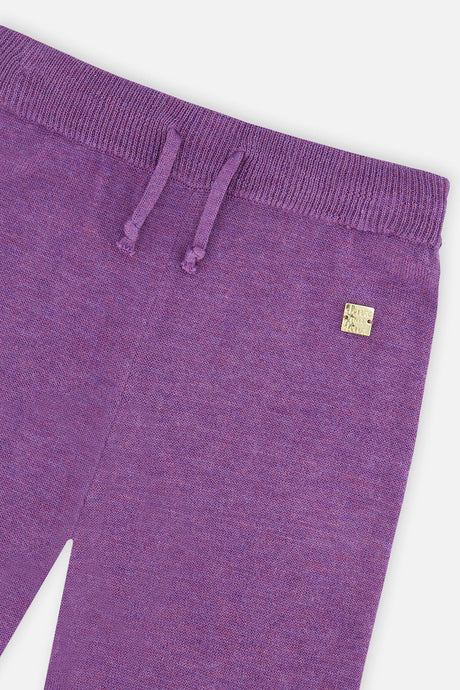 Deux par Deux Knitted Wide Leg Pants Violet