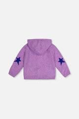 Deux par Deux Hooded Knitted Cardigan Violet