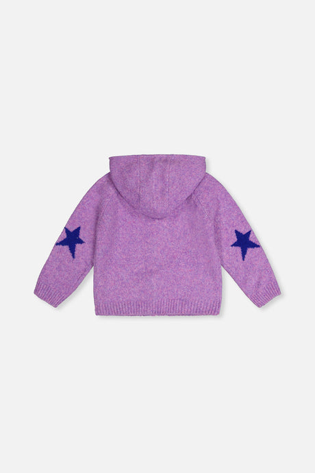 Deux par Deux Hooded Knitted Cardigan Violet