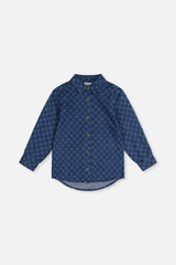 Chambray Shirt Blue Smiley Print-0