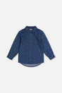 Chambray Shirt Blue Smiley Print-0