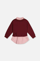 Deux par Deux Fake Two Layer Sweater Reddish-Brown product image P2