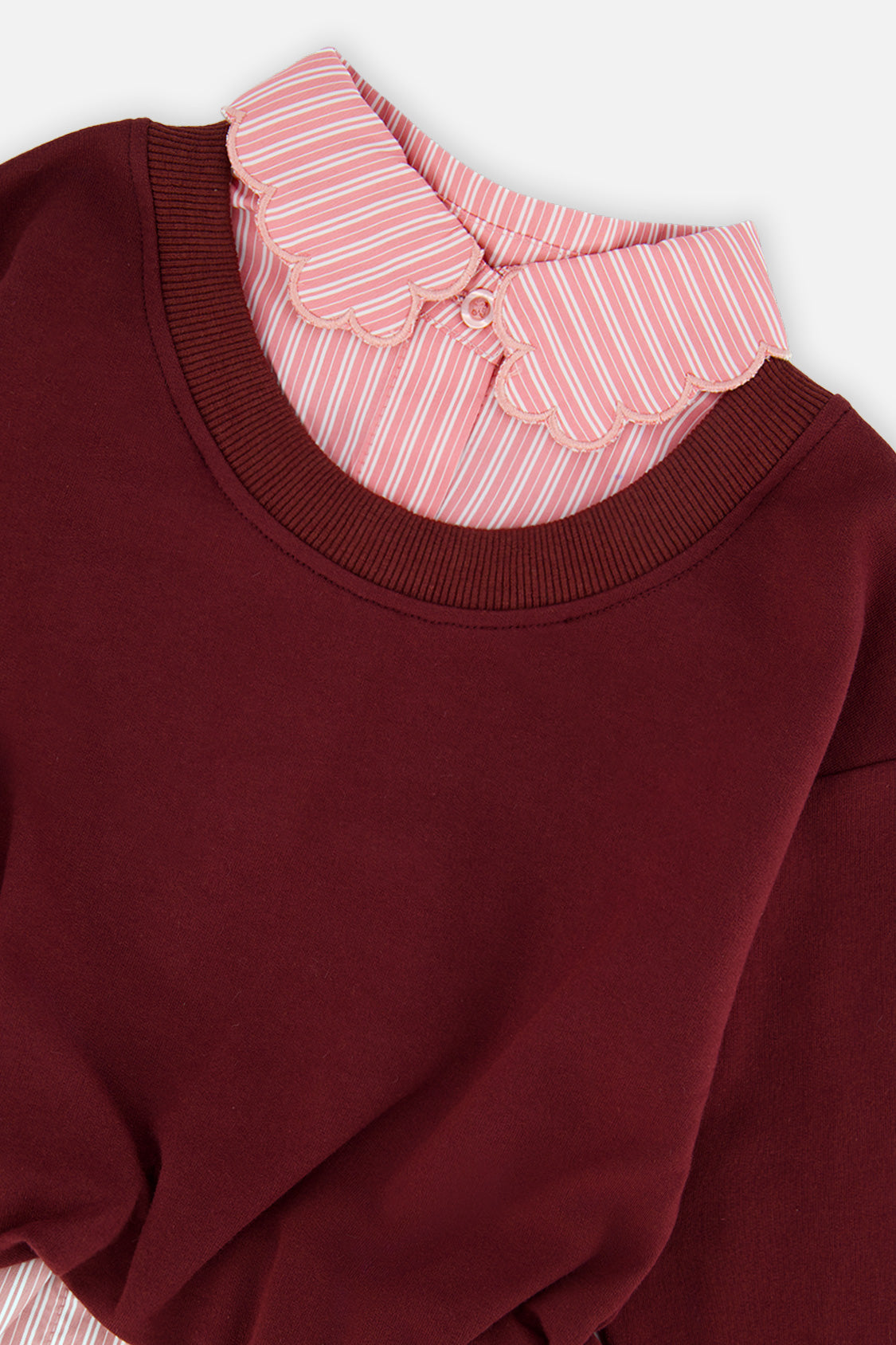 Deux par Deux Fake Two Layer Sweater Reddish-Brown