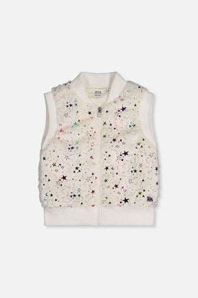 Faux Fur Sleeveless Vest Multicolored Star-0