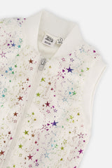 Deux par Deux Faux Fur Sleeveless Vest Multicolored Star