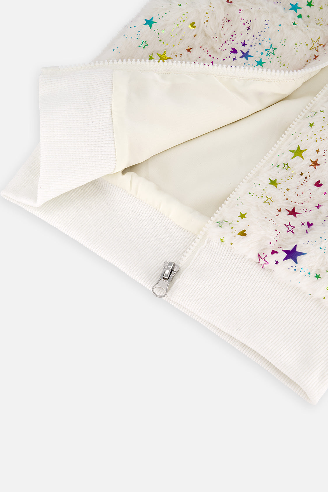 Deux par Deux Faux Fur Sleeveless Vest Multicolored Star