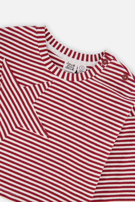Deux par Deux Soft Jersey Top Red And White Stripes