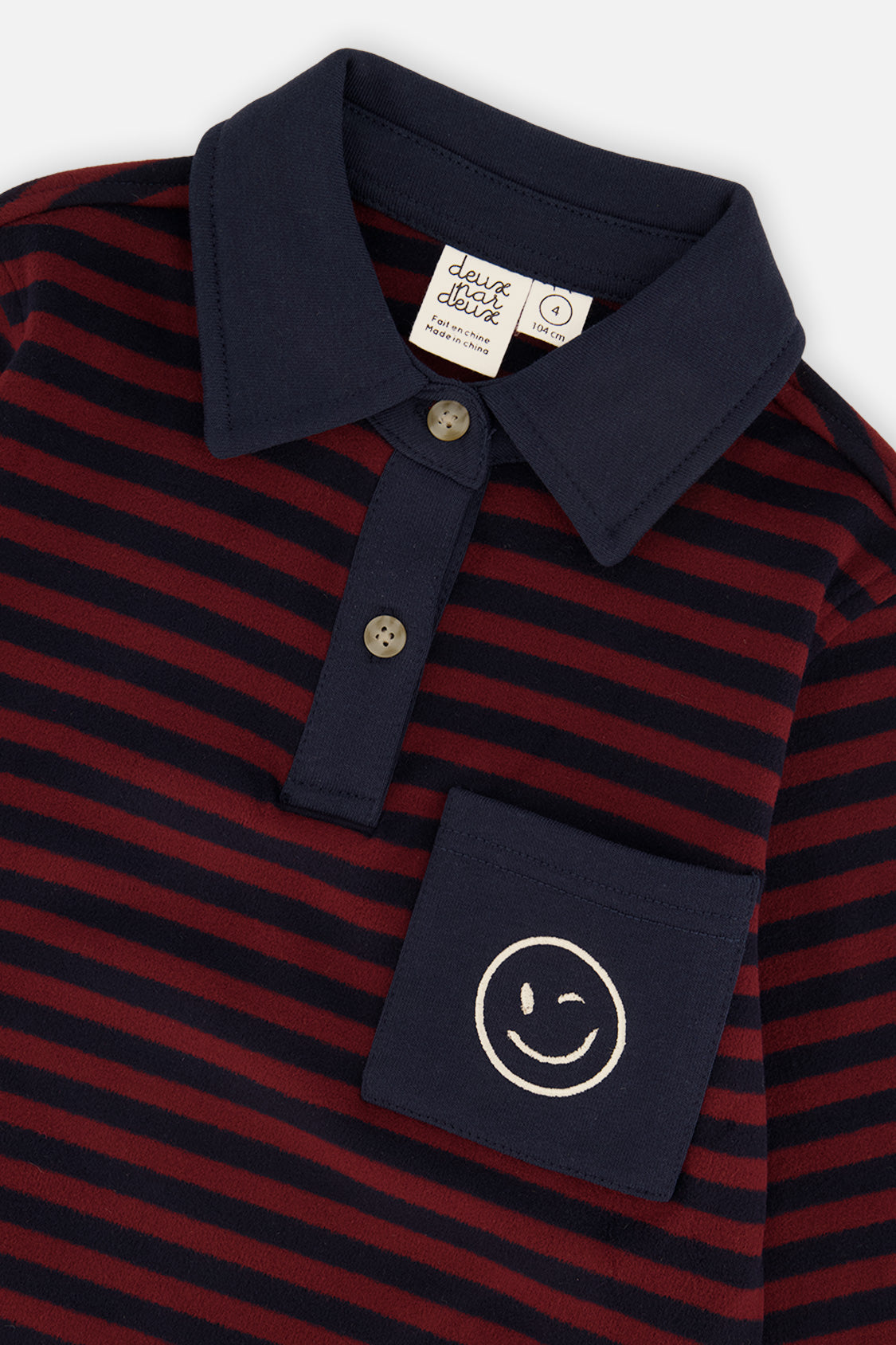 Deux par Deux Brushed Jersey Top Red And Blue Stripes