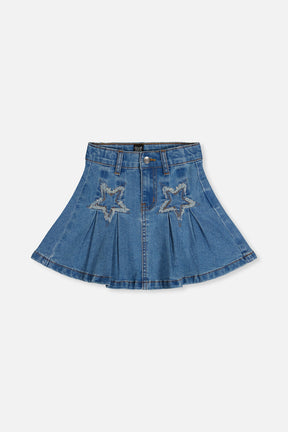 Pleated Skirt Navy Blue Denim-0