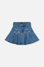 Pleated Skirt Navy Blue Denim-0