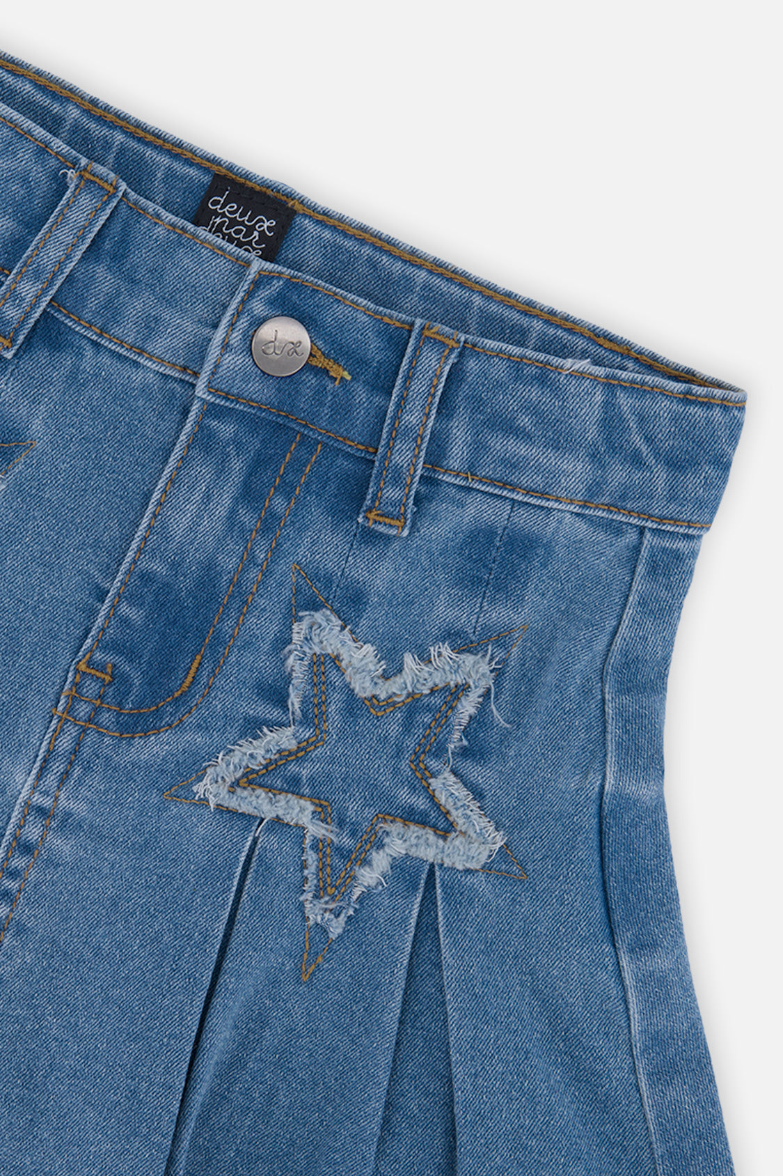 Deux par Deux Pleated Skirt Navy Blue Denim