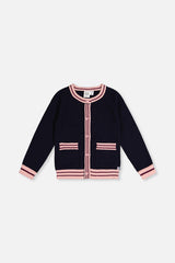 Knitted Cardigan Royal Blue And Pink-0