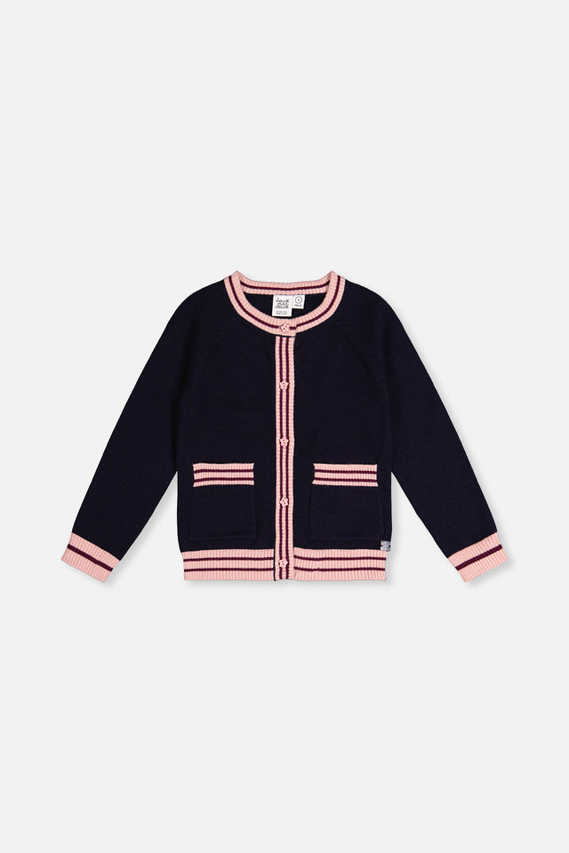 Knitted Cardigan Royal Blue And Pink-0
