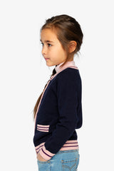 Knitted Cardigan Royal Blue And Pink-2