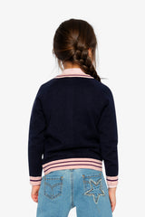 Knitted Cardigan Royal Blue And Pink-3