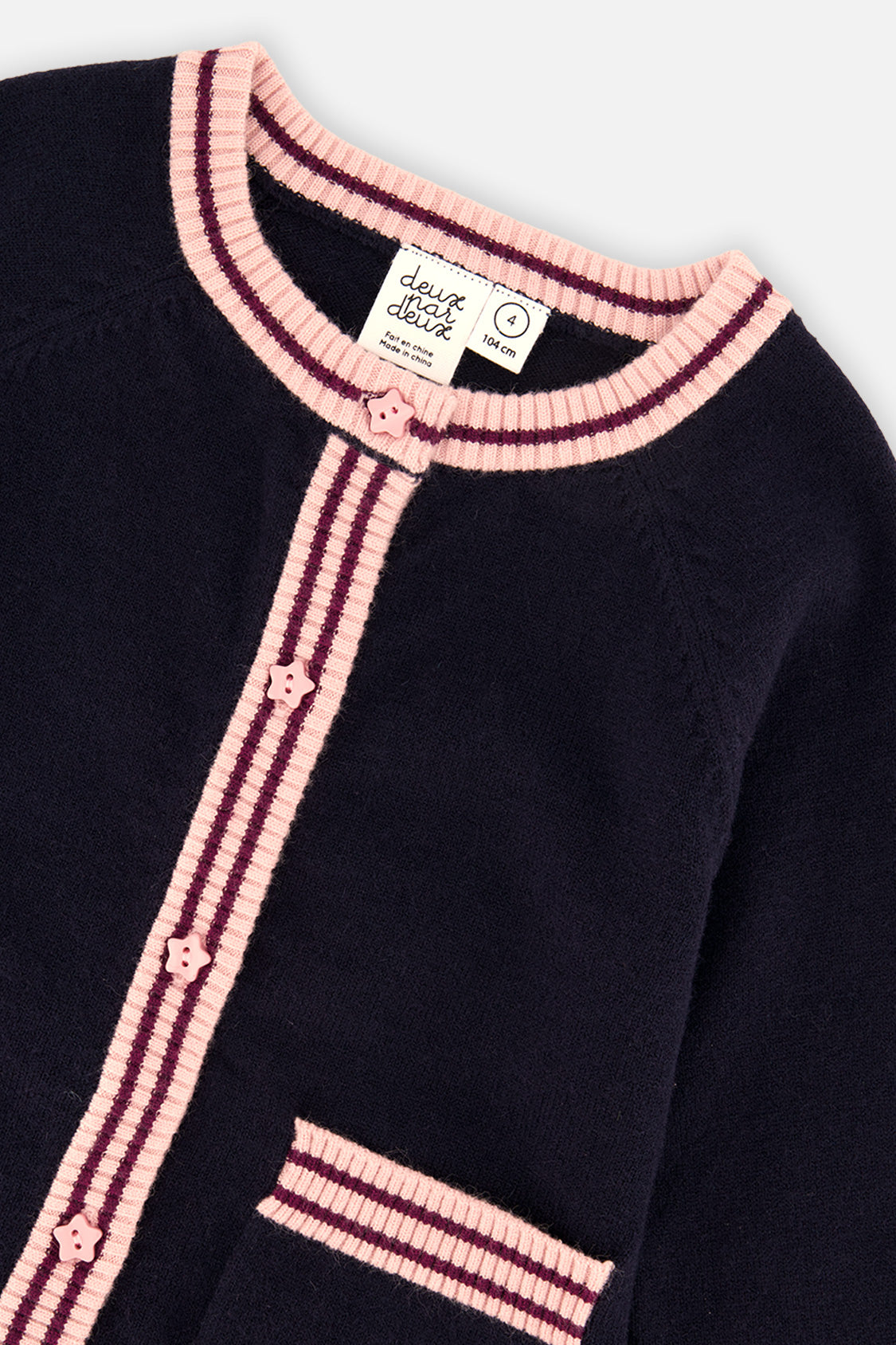 Deux par Deux Knitted Cardigan Royal Blue And Pink