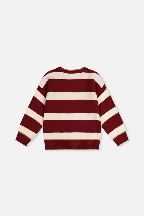 Deux par Deux red and white striped knit sweater, back view