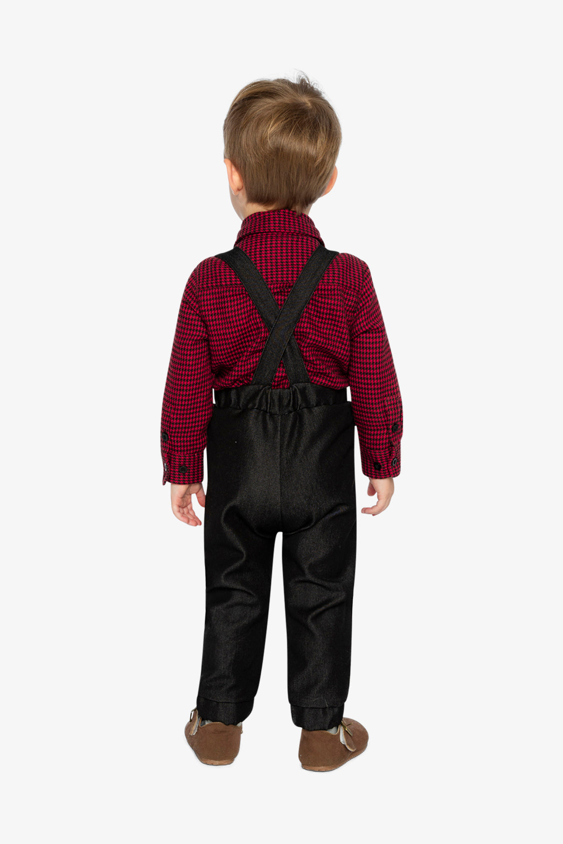 Baby Top & Pants Set Black And Red Houndstooth-3